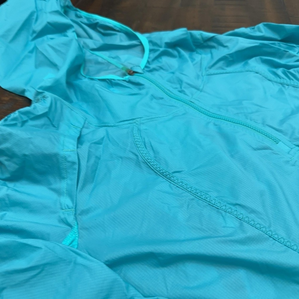 Lululemon Jacket Womens 6 Blue Hooded 1/4 Zip Lightweight Windbreaker Running